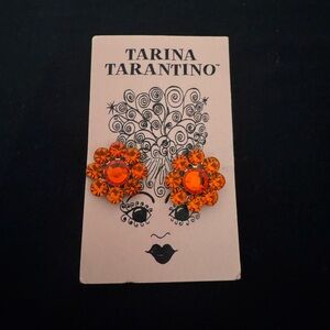 Tarina Tarantino Swarovski flower studs, orange